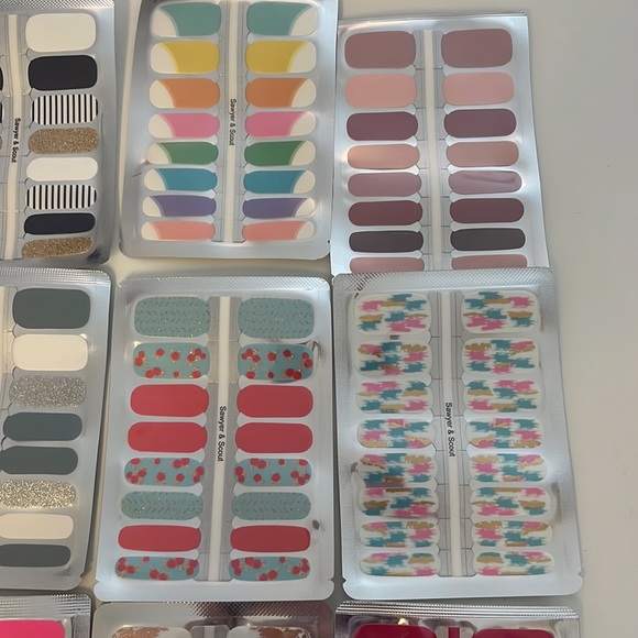 12 Sheets of Nail Wraps or Stickers- Solid & Patterns-Peel off after 7-10 days - Picture 2 of 6